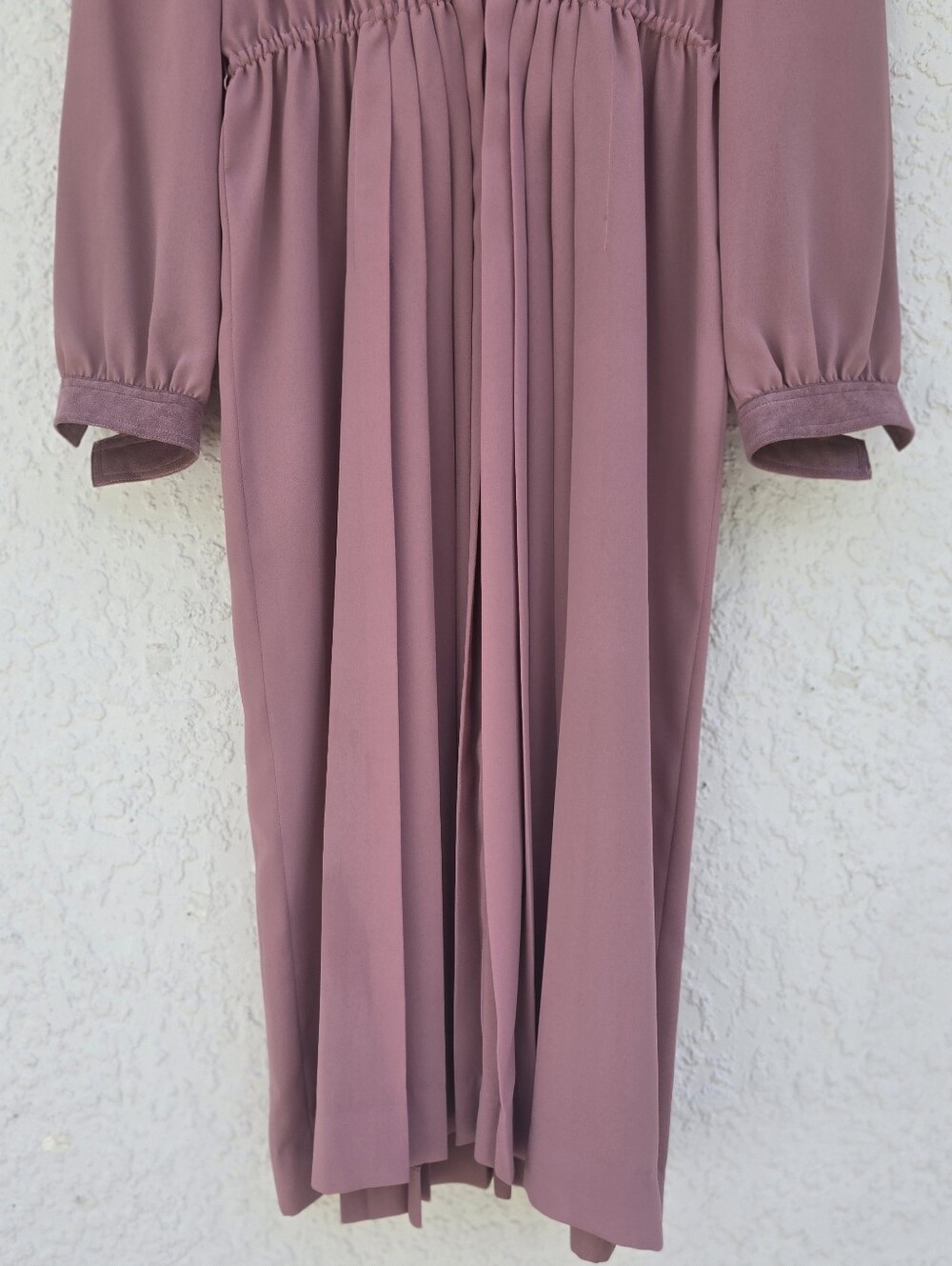 Abe Schrader Vintage Faux Suede & Pleated Midi Dress - Dusty Rose / Mauve - Picture 5 of 10